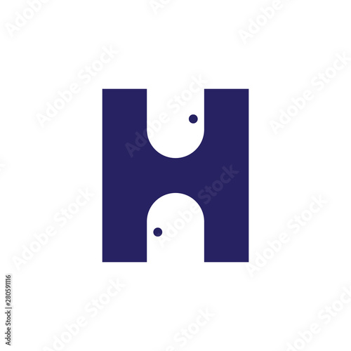 Letter h and negative door logo template vector