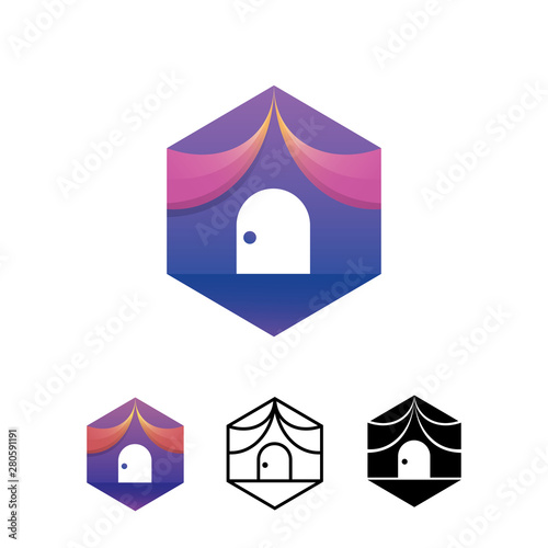 Colorful Home gradient logo template, line, material design © Mofigoo