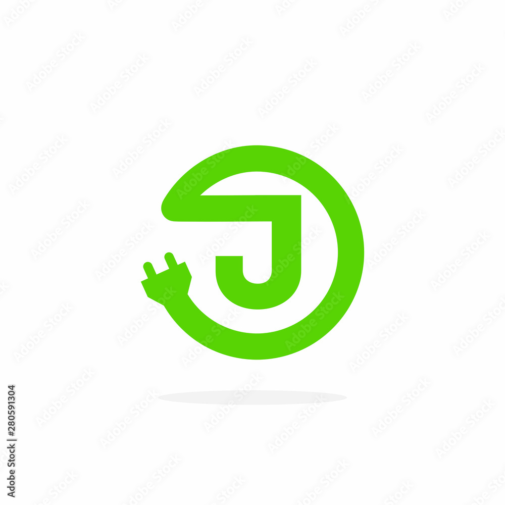 Electric Charging Vector Letter J Electric Charging Vector Letter J