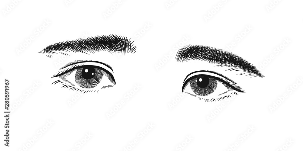 Kid with a little shy and sad of eye. Eyes emotions, sketch vector ...