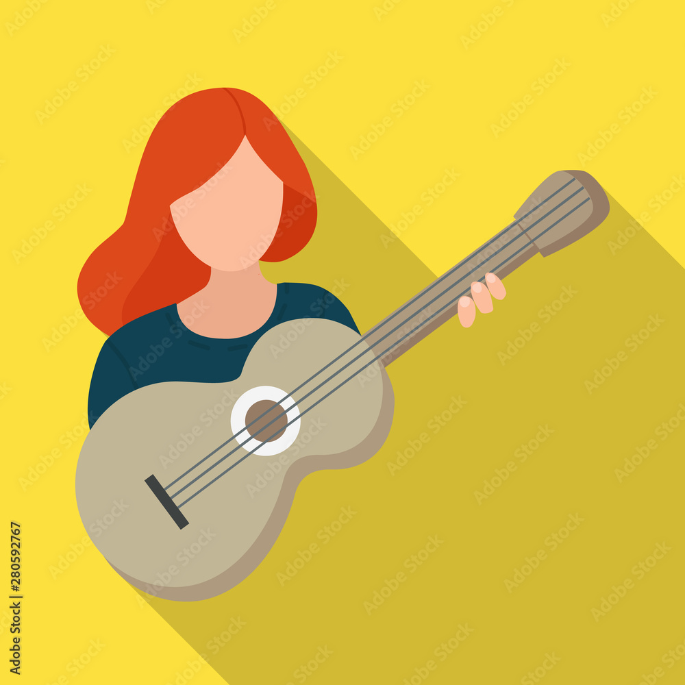 Vector design of girl and guitar logo. Collection of girl and woman stock symbol for web. Vector design of girl and guitar logo. Collection of girl and woman stock symbol for web.