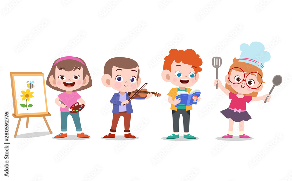 kids with their hobbies vector illustration