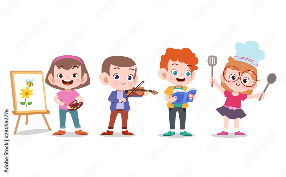 kids with their hobbies vector illustration kids with their hobbies vector illustration