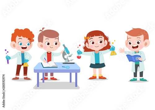 kids lab research vector illustration