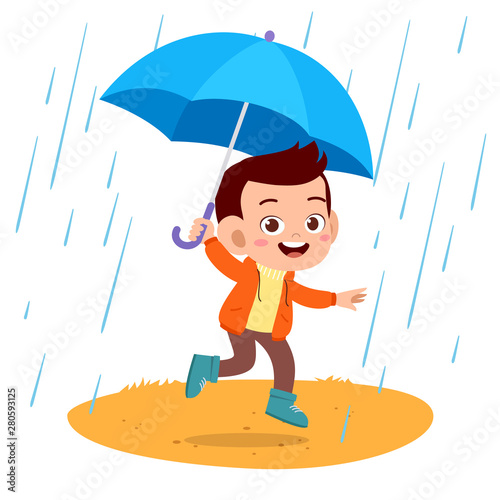 happy kids autumn vector illustration