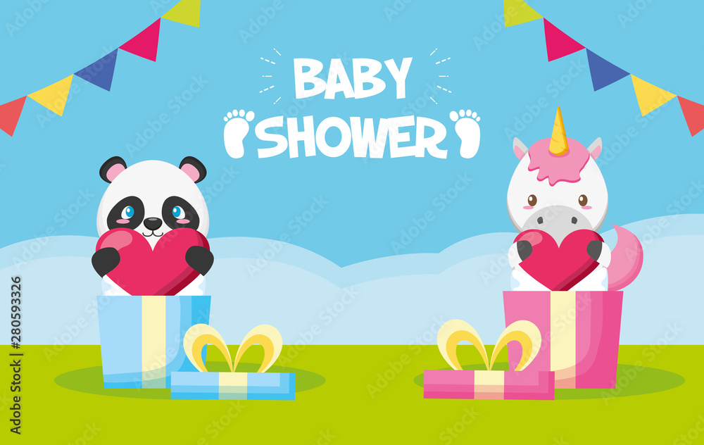 panda unicorn gift boxes toy baby shower card panda unicorn gift boxes toy baby shower card