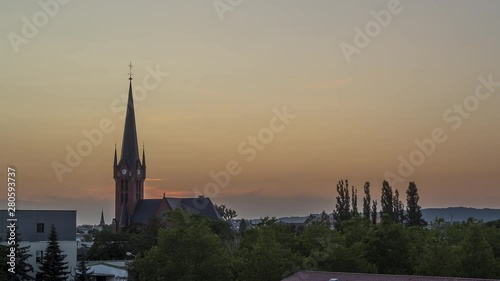 church at sunset Timelapse