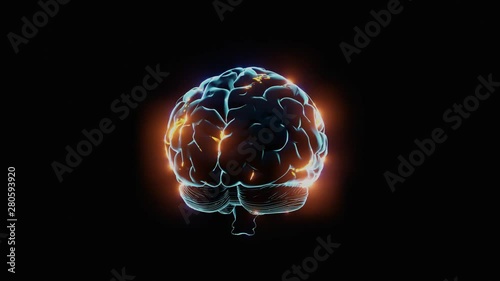 Synapses firing in the brain - ideas flashes - 3D rendering