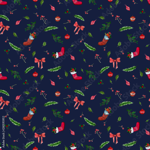 Christmas seamless floral pattern