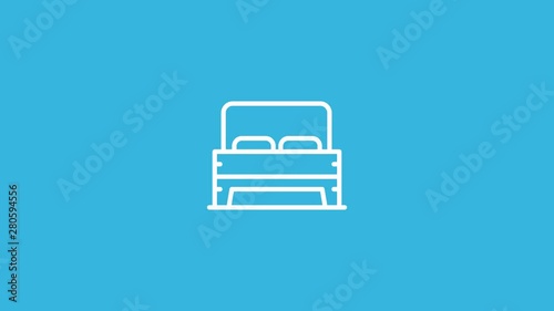 Double Bed Line Icon Animation with Alpha stock video