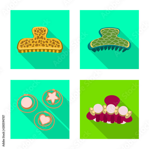 Vector illustration of beauty and fashion symbol. Set of beauty and female stock symbol for web.