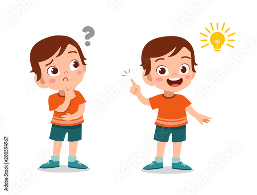 kids thinking idea vector illustration
