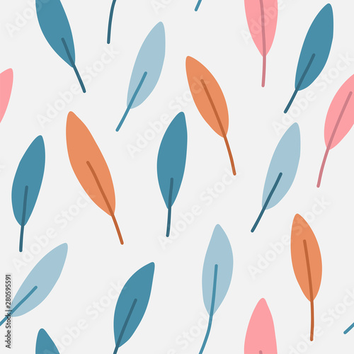 Seamless pattern with modern floral and abstract elements in fresh pastel colors. Abstract brushstroke background, colorful pattern. 