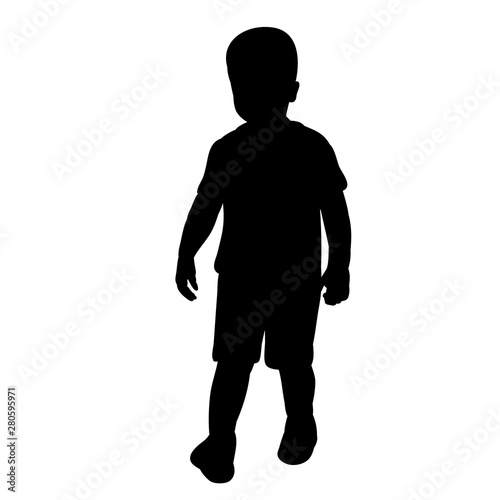 vector, isolated, silhouette boy, child