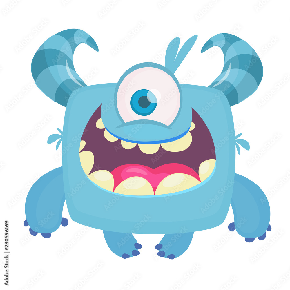 Funny cartoon monster. Vector Halloween illustration