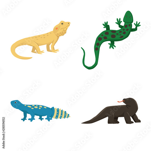 Vector design of animal and reptile icon. Collection of animal and nature vector icon for stock.