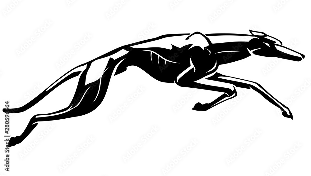 Greyhound Lunges, Shadowed Illustration Greyhound Lunges, Shadowed Illustration