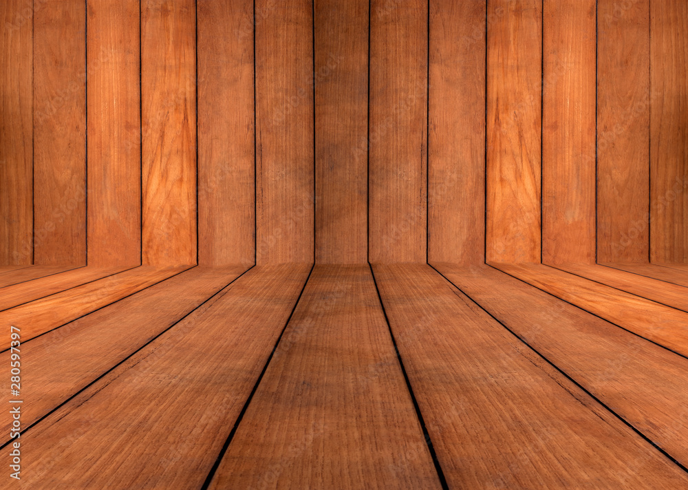 Close up blank curved teak wooden wall and floor background and texture. Close up blank curved teak wooden wall and floor background and texture.