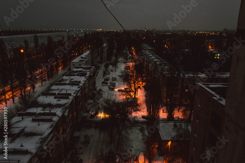 traffic in the city at night