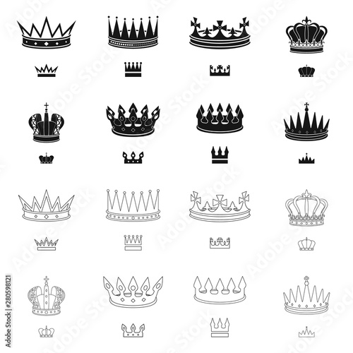 Isolated object of medieval and nobility icon. Set of medieval and monarchy stock vector illustration.