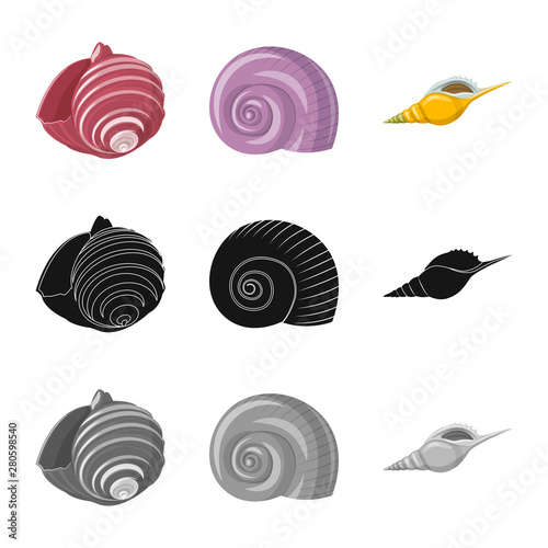 Vector design of animal and decoration logo. Set of animal and ocean stock symbol for web.