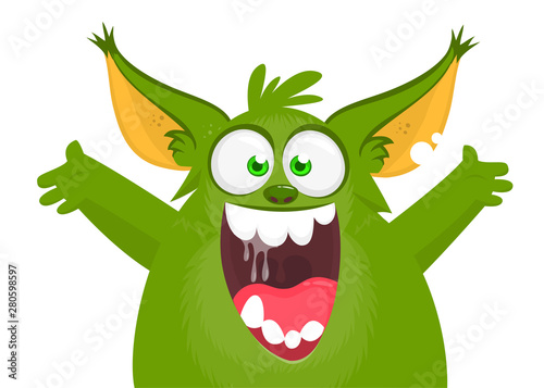 Funny cartoon monster. Vector Halloween illustration