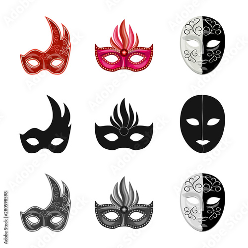 Vector illustration of luxury and celebration logo. Collection of luxury and hide stock symbol for web.