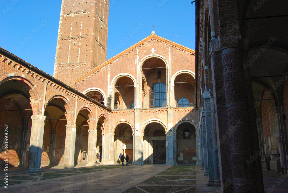 The christian and medieval St Ambrogio church of Milan