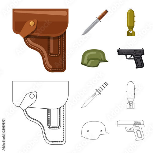 Isolated object of weapon and gun sign. Set of weapon and army vector icon for stock.