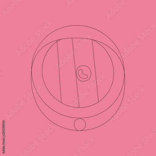 Pencil sharpener icon in outline style on pink background.