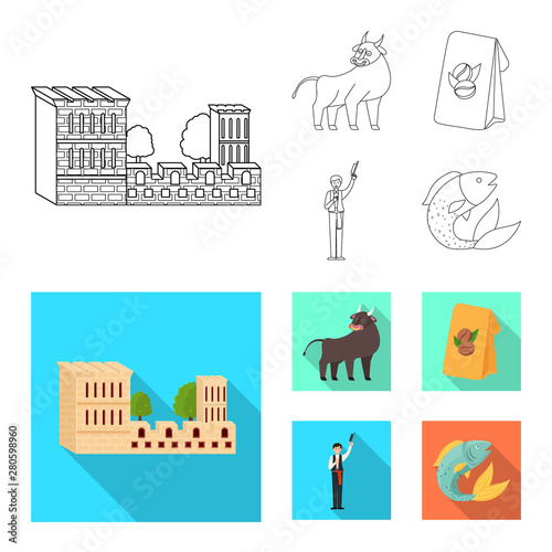 Vector illustration of and historic symbol. Set of and country stock vector illustration.