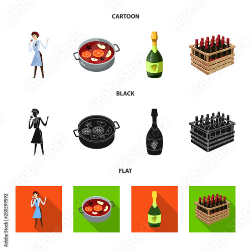 Vector illustration of farm and vineyard symbol. Set of farm and product vector icon for stock.