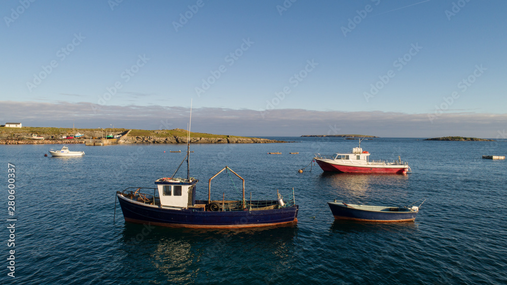 Small fishing boats on the west coast of Ireland