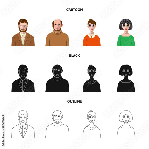 Isolated object of hairstyle and profession sign. Set of hairstyle and character stock vector illustration.