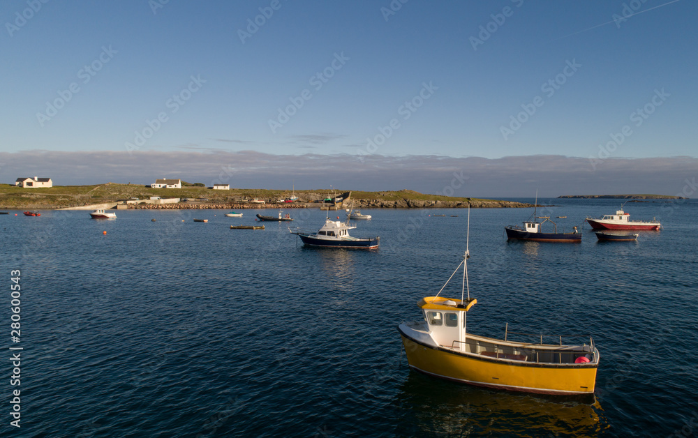 Small fishing boats on the west coast of Ireland