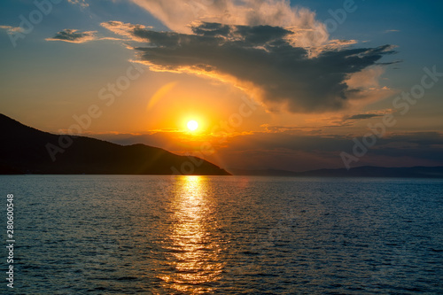 magical sunset on the island of thassos in greece © ververidis