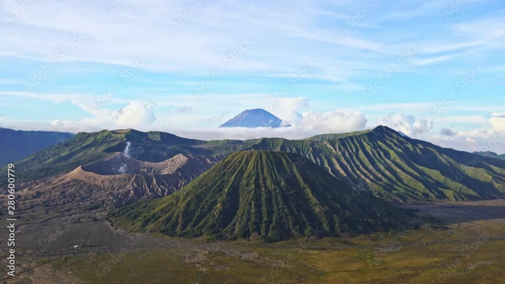 Mount Bromo is an active volcano and part of the Tengger massif, in East Java, Indonesia., Lockdown. Mount Bromo is an active volcano and part of the Tengger massif, in East Java, Indonesia., Lockdown.