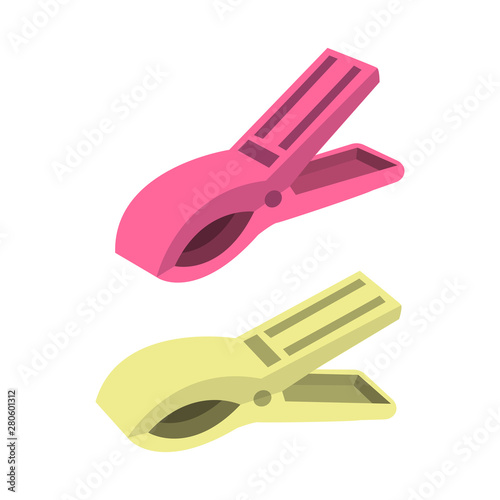 Isolated object of clothespeg and plastic symbol. Collection of clothespeg and pin stock symbol for web.