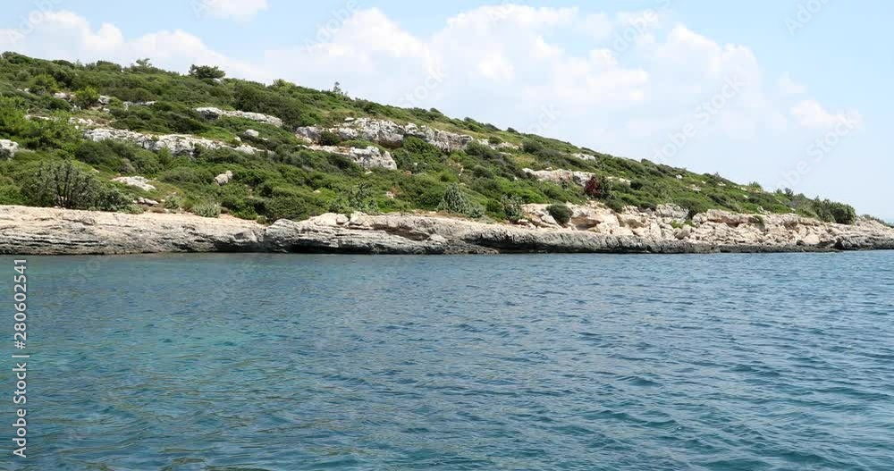 A view of Mediterranean shrub vegetation coast and beautiful sea Izmir Seferihisar Turkey A view of Mediterranean shrub vegetation coast and beautiful sea Izmir Seferihisar Turkey