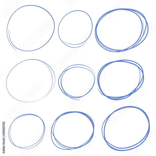Hand drawn circles set, different framesm bubbles.