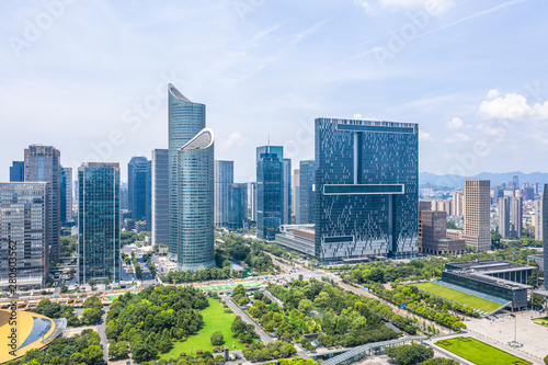 panoramic city skyline in hangzhou china