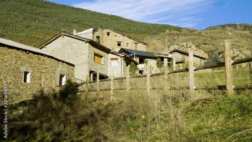 Architecture of Andorra. The exterior of an old masonry buildings. 4K Architecture of Andorra. The exterior of an old masonry buildings. 4K