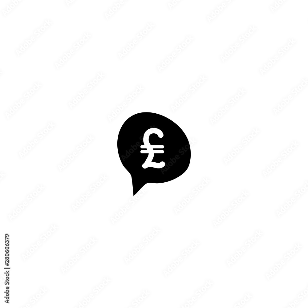 Vector illustration, speech bubble with the handwritten currency signs: pound. Vector illustration, speech bubble with the handwritten currency signs: pound.
