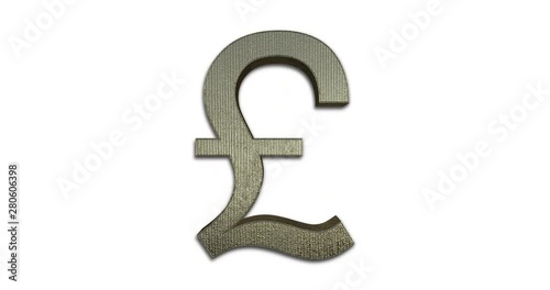 otating Pound Symbol Gold, 3D Looped Animation, The Golden Pound Sterling Sign Isolated On White Background - DCi 4K  photo