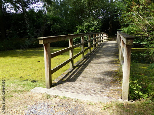 Alte Holzbrücke am Teich in Bad Zwesten / Hessen