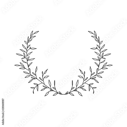 Hand drawn floral wreath on white background