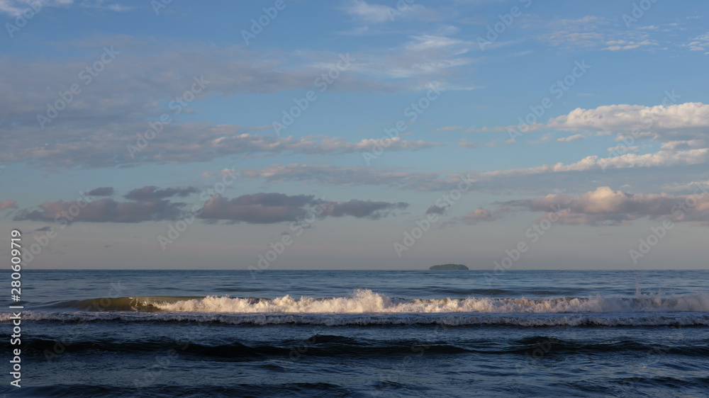 beautiful sunset beach with dramatic clouds and sky background beautiful sunset beach with dramatic clouds and sky background