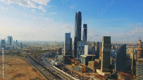 Aerial view of Riyadh downtown in Riyadh, Saudi Arabia. photo