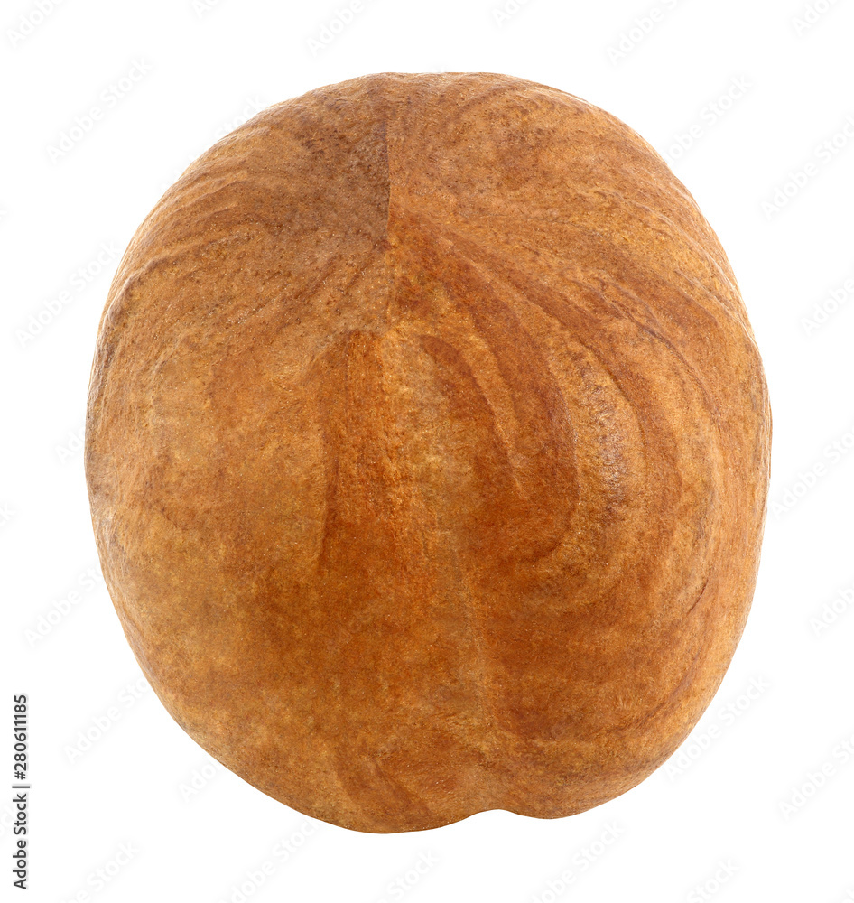Hazelnut core whole one isolated on white background with clipping path. Full depth of field. Hazelnut core whole one isolated on white background with clipping path. Full depth of field.