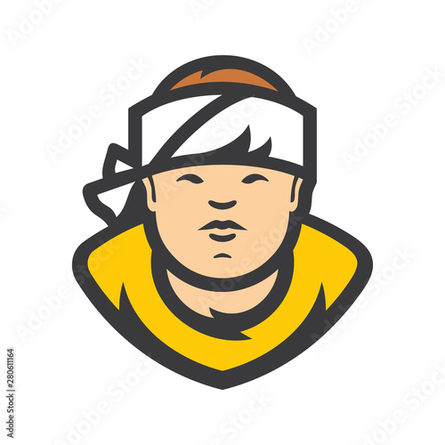 Asian Sushi Chef Vector Cartoon illustration.
